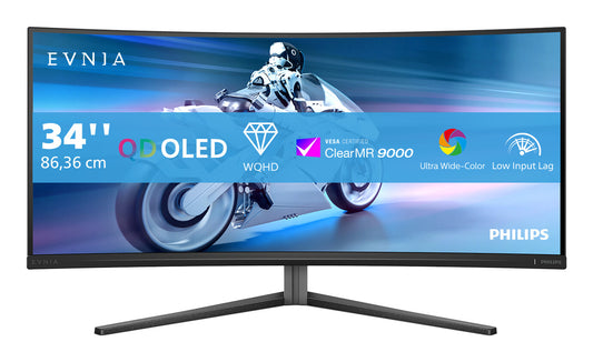 Philips Evnia 34M2C6500/00 platta pc-skärmar 86,4 cm (34") 3440 x 1440 pixlar Wide Quad HD QD-OLED Grå