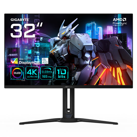 GIGABYTE AORUS FO32U EK platta pc-skärmar 80 cm (31.5") 3840 x 2160 pixlar 4K Ultra HD OLED Svart