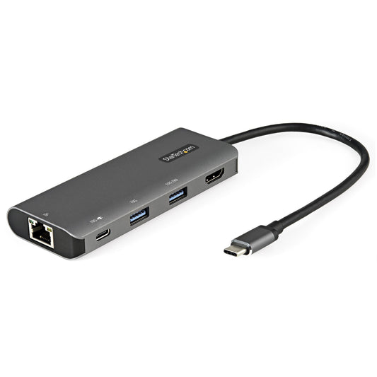 StarTech.com USB C-multiportadapter - 10 Gbps USB Type-C mini dockningsstation med 4K 30Hz HDMI - 100 W strömförsörjning pass-through - 3-ports USB-hubb, GbE - USB 3.1/3.2 Gen 2 docka för bärbar dator - 25 cm kabel