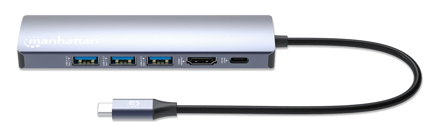 Manhattan 153959 dockningsstationer för bärbara datorer Kabel USB 3.2 Gen 1 (3.1 Gen 1) Type-C Silver