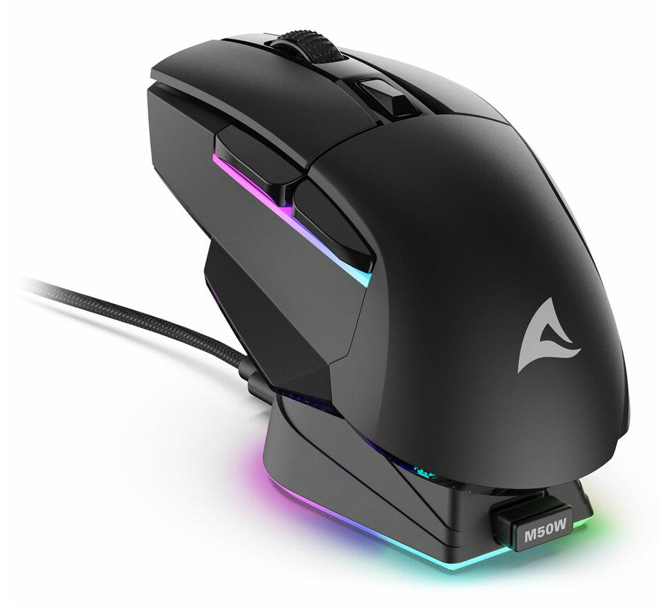 Sharkoon SGM50W datormöss Spela högerhand RF Wireless + USB Type-A Optisk 6400 DPI