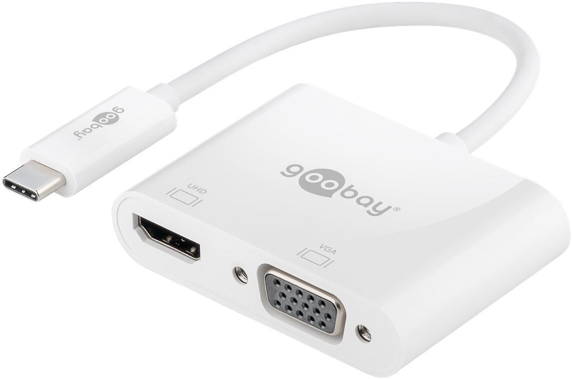 Goobay 52430 dockningsstationer för bärbara datorer Kabel & Trådlös USB 3.2 Gen 1 (3.1 Gen 1) Type-A + Type-C Vit