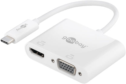 Goobay 52430 dockningsstationer för bärbara datorer Kabel & Trådlös USB 3.2 Gen 1 (3.1 Gen 1) Type-A + Type-C Vit