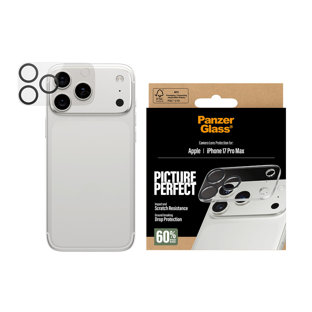 PanzerGlass ® PicturePerfect Camera Lens Protector iPhone 17 Pro Max Genomskinligt skärmskydd Apple 1 styck