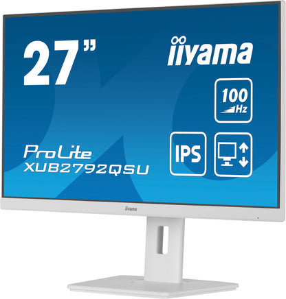 iiyama ProLite XUB2792QSU-W6 platta pc-skärmar 68,6 cm (27") 2560 x 1440 pixlar Quad HD LED Vit