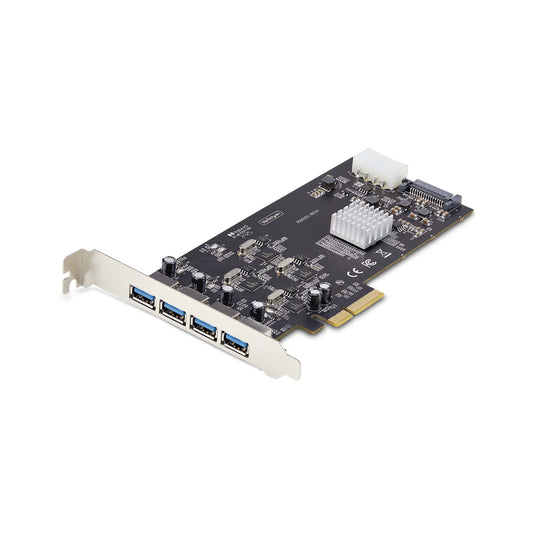 StarTech.com USB PCIe-kort med 4 portar, USB 3.2 5 Gbps, PCI Express-expansionskort med 4x oberoende USB-kontroller, 4x USB-A-portar, Windows/macOS/Linux