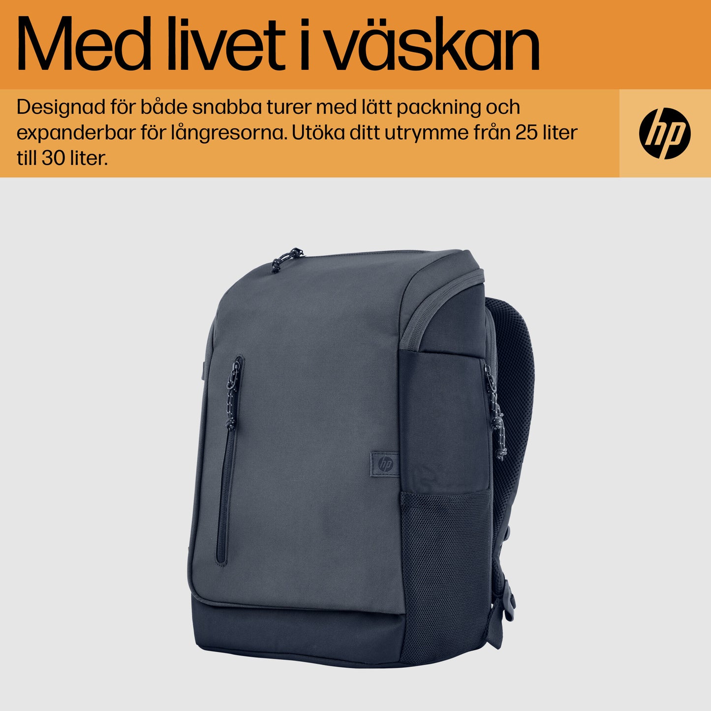 HP Travel 25 liter ryggsäck för 15,6 tum bärbar dator i Iron Grey