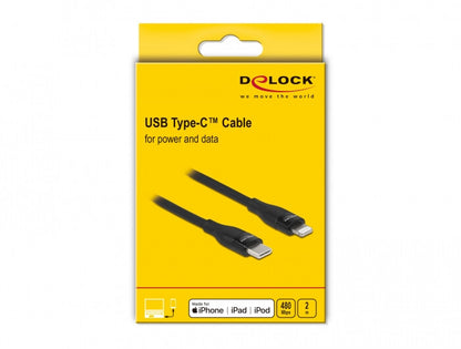 DeLOCK 86638 mobiltelefonkablar Svart 2 m USB C Lightning