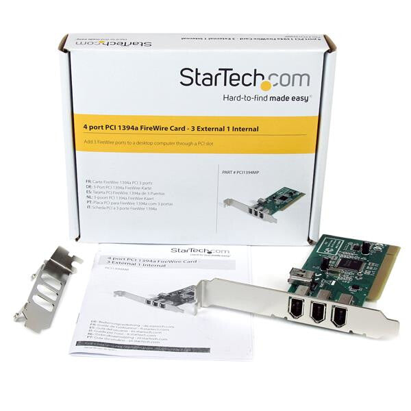 StarTech.com PCI 1394a FireWire-kortadapter med 4 portar – 3 externa 1 intern