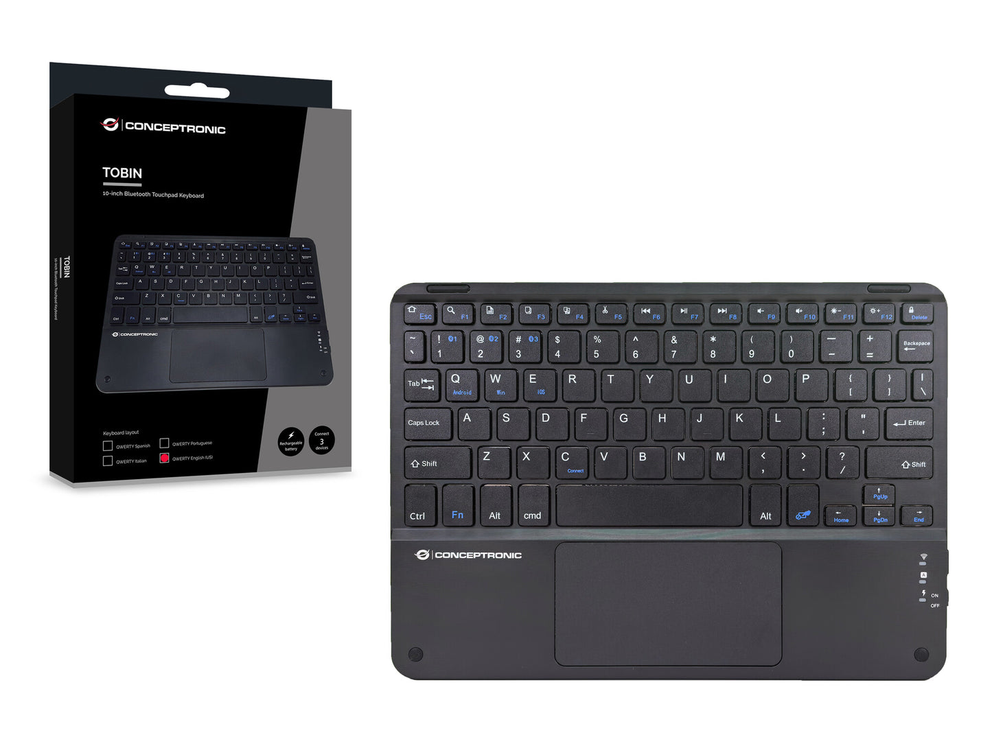 Conceptronic TOBIN01BUS tangentbord Universal Bluetooth QWERTY Engelska (USA) Svart