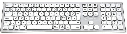 Voxicon DK-295BWL-WHT tangentbord Universal RF Trådlös QWERTY Nordic Vit, Silver