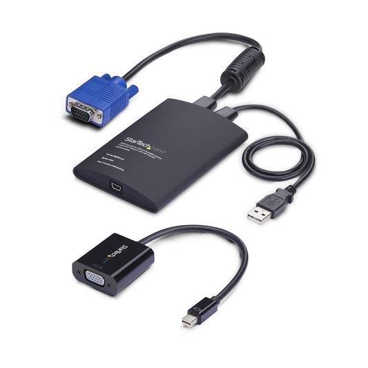 StarTech.com Akutvagn-adapter för bärbar dator, USB/VGA/Mini DisplayPort KVM-konsol, filöverföring och videoinspelning, TAA-kompatibel