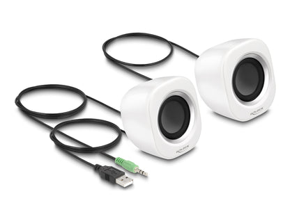 DeLOCK 27008 högtalare Silver, Vit Kabel 2 W