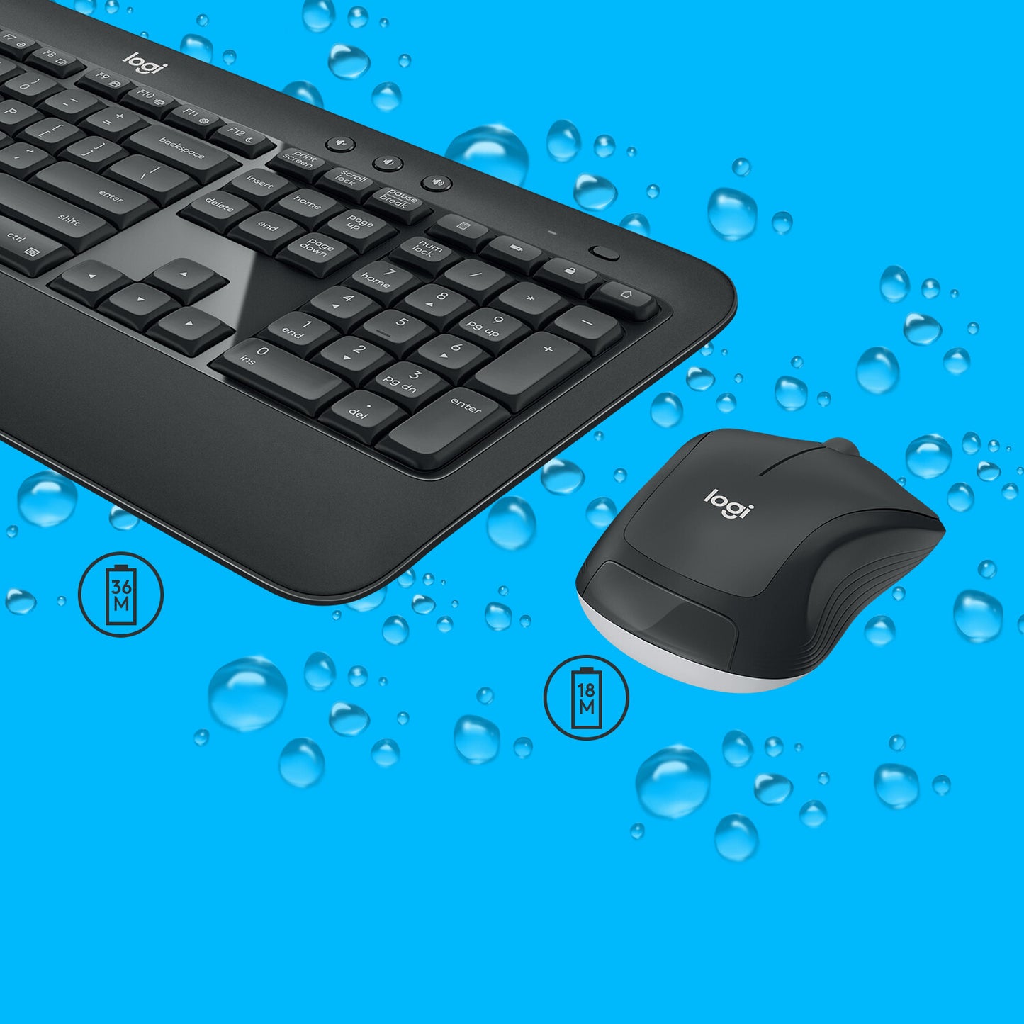 Logitech 920-008685 tangentbord Mus inkluderad Universal RF Trådlös QWERTY Amerikanskt internationellt Svart, Vit