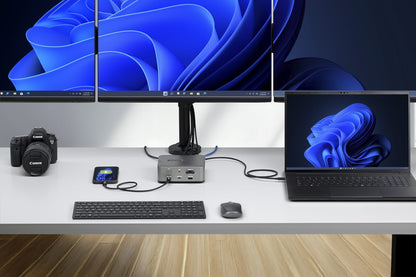 StarTech.com Thunderbolt 5-dockningsstation, DP/HDMI, dockningsstation för tre bildskärmar upp till 4K 144 Hz eller Dual 8K 60 Hz, 5x USB-portar, 140 W laddning för bärbar dator