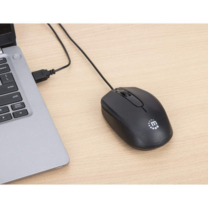 Manhattan 190190 datormöss Kontor Ambidextrous USB Type-A Optisk 1000 DPI