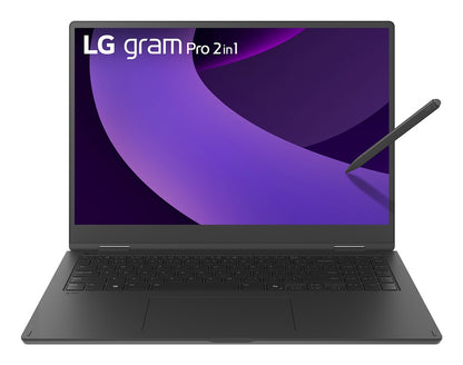LG Gram Pro 16TB90TP Intel Core Ultra 7 255H Hybrid (2-i-1) 40,6 cm (16") Pekskärm WQXGA+ 16 GB LPDDR5x-SDRAM 1 TB SSD Wi-Fi 7 (802.11be) Windows 11 Pro tyska Svart