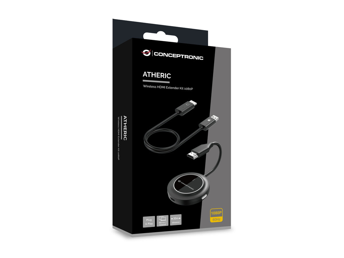 Conceptronic ATHERIC02B trådlös bildskärmsadapter HDMI/USB Full HD Dongel