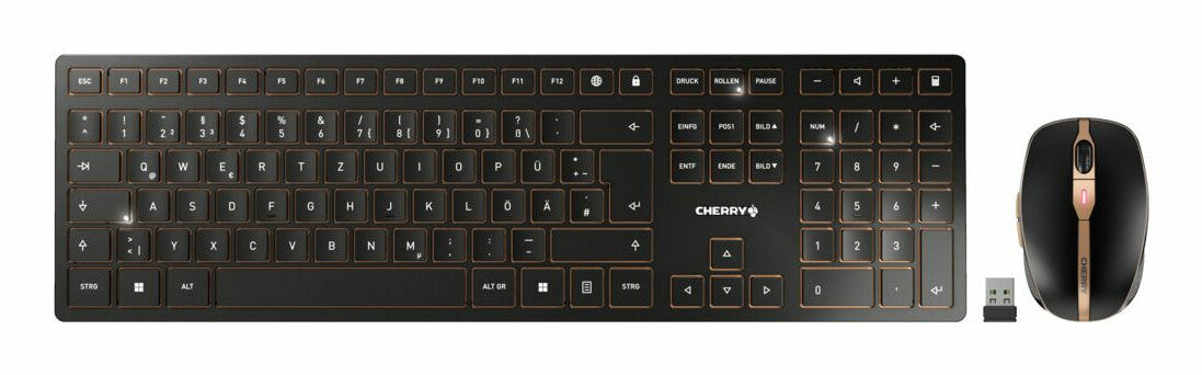 CHERRY JD-9100IT-2 tangentbord Mus inkluderad Hem / Kontor Trådlös RF + Bluetooth QWERTY Italiensk Svart, brons