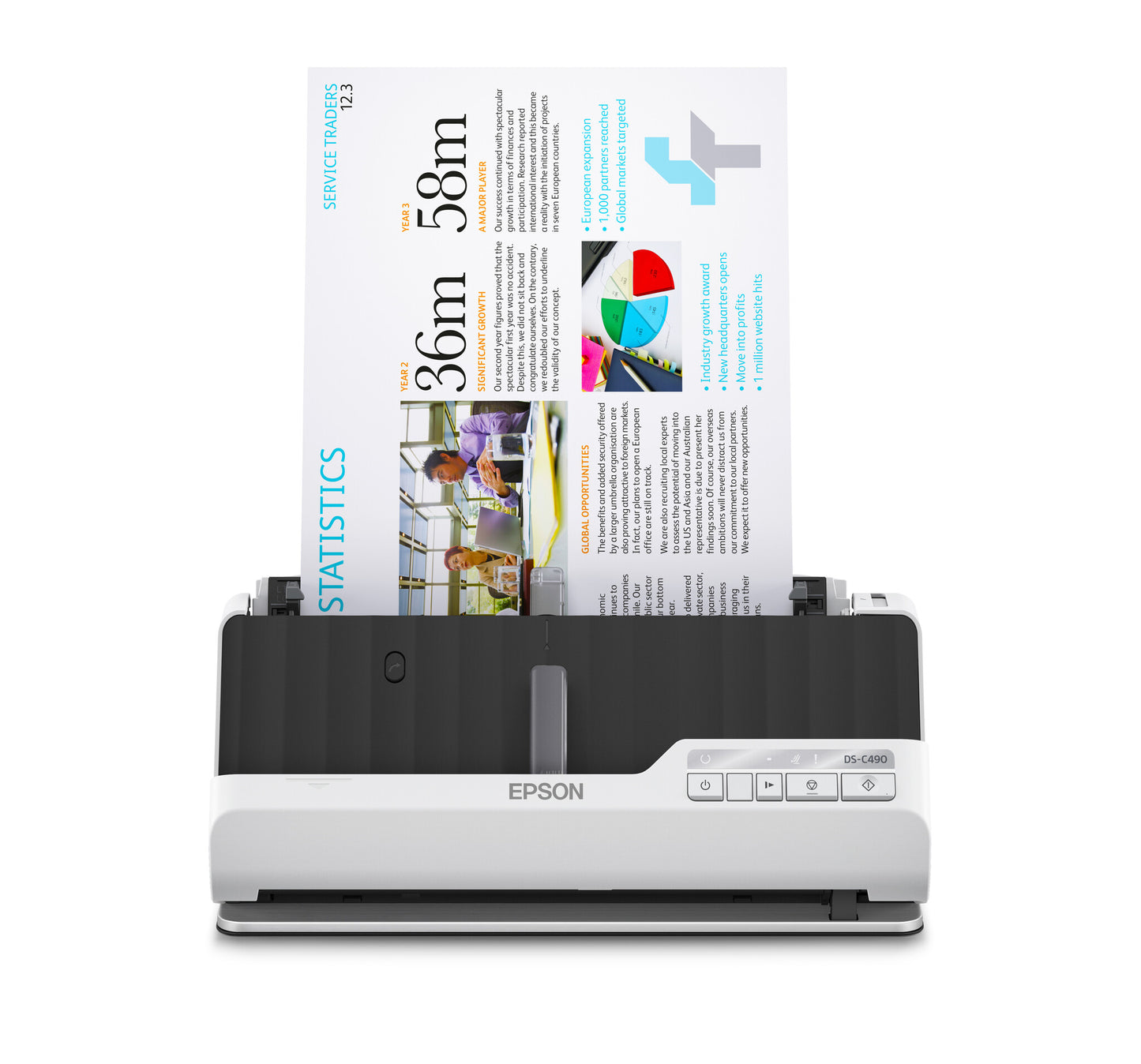 Epson DS-C490 ADF + arkmatad scanner 600 x 600 DPI A4 Svart, Vit