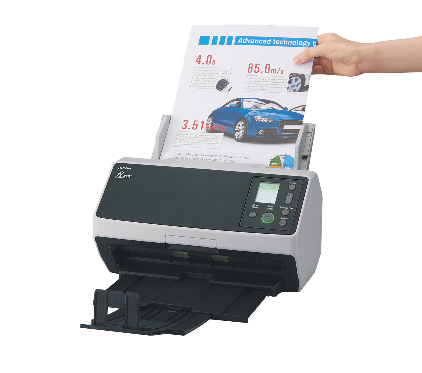 Ricoh fi-8170 ADF + scanner med manuell matning 600 x 600 DPI A4 Svart, Grå
