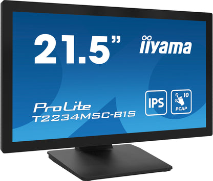 iiyama ProLite T2234MSC-B1S platta pc-skärmar 54,6 cm (21.5") 1920 x 1080 pixlar Full HD Pekskärm Svart