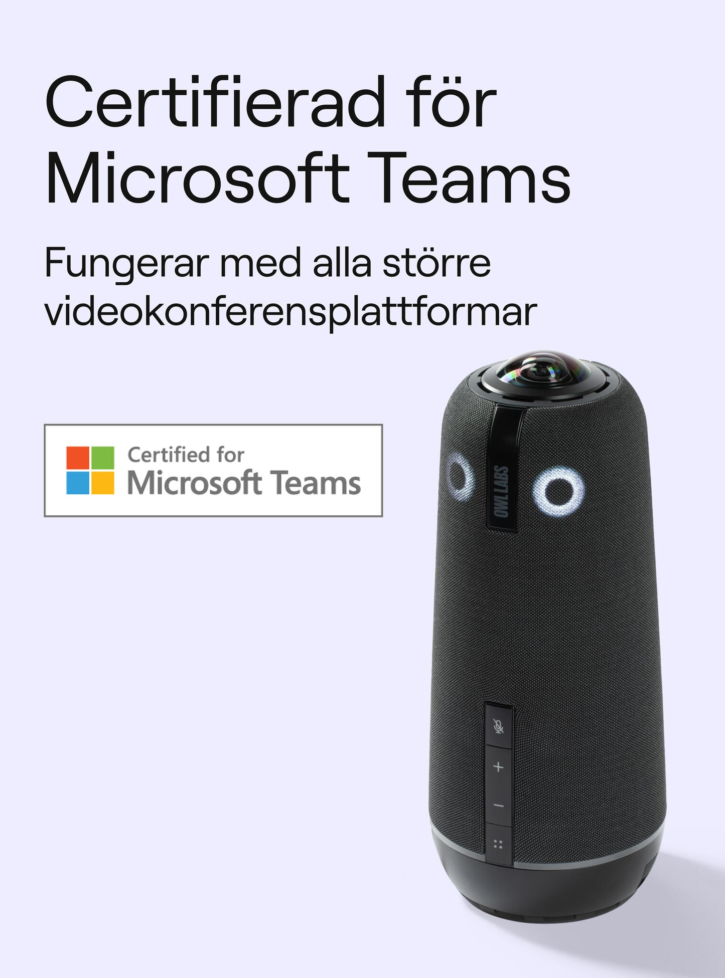 Owl Labs Meeting Owl 4+ – en smart 360-graders 4K-kamera för videokonferenser med mikrofon och högtalare (automatiskt talarfokus, smart zoomning och brusutjämning)