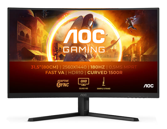 AOC G4 CQ32G4VE platta pc-skärmar 80 cm (31.5") 2560 x 1440 pixlar Quad HD LCD Svart, Grå