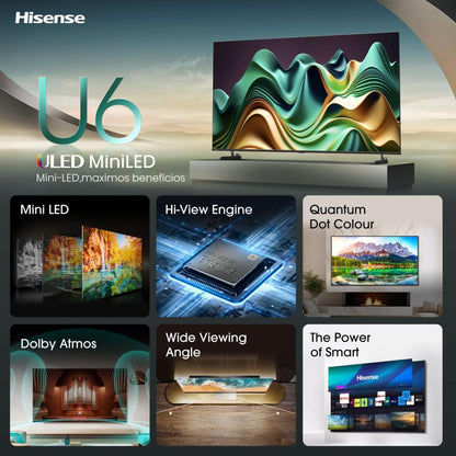 Hisense 55U6NQ 139,7 cm (55") 4K Ultra HD Smart-TV Wi-Fi Grå 600 cd/m²