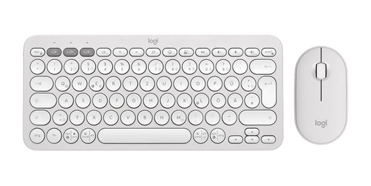 Logitech 920-012204 tangentbord Mus inkluderad Universal Trådlös RF + Bluetooth QWERTZ tyska Vit