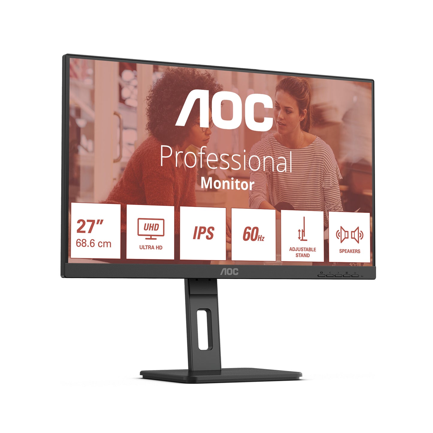 AOC E3 U27E3UF platta pc-skärmar 68,6 cm (27") 3840 x 2160 pixlar 4K Ultra HD LED Svart