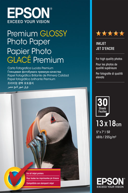 Epson Premium Glossy Photo Paper - 13x18cm - 30 Ark