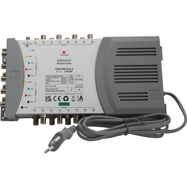 Triax TMS/CKR 9x16 S multiswitch för satellit-tv 5 ingångar 16 utgångar