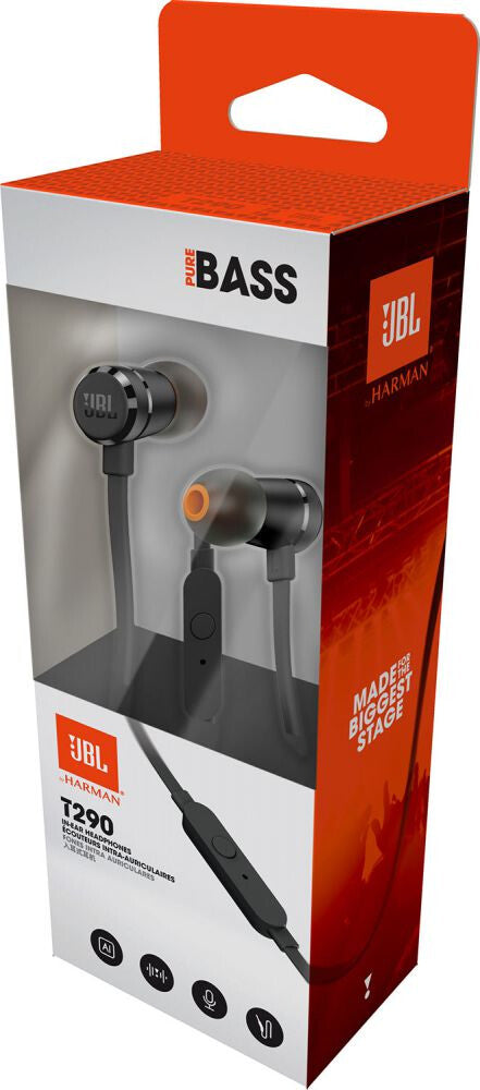 JBL T290 Headset Kabel I öra Samtal/musik Svart