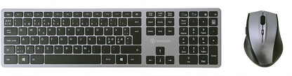 Voxicon 280 Slim Metal Wireless tangentbord Mus inkluderad Universal RF Trådlös QWERTY Nordic Svart, Silver