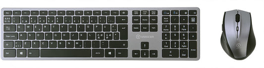 Voxicon 280 Slim Metal Wireless tangentbord Mus inkluderad Universal RF Trådlös QWERTY Nordic Svart, Silver