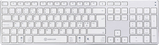 Voxicon DK-290B-WHT tangentbord Bluetooth Nordic Silver, Vit