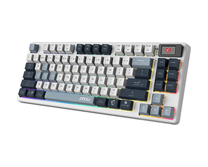MSI FORGE GK600 TKL WIRELESS SKY tangentbord Spela USB + Bluetooth QWERTY Engelska (Storbritannien) Blå, Vit