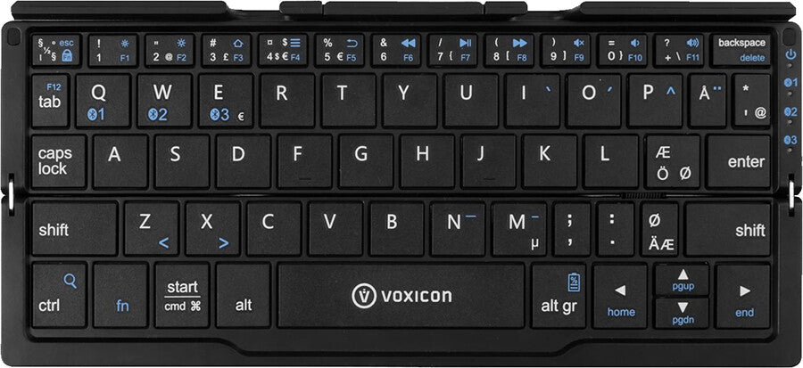 Voxicon DK-199B-G tangentbord Bluetooth Nordic Svart, Silver