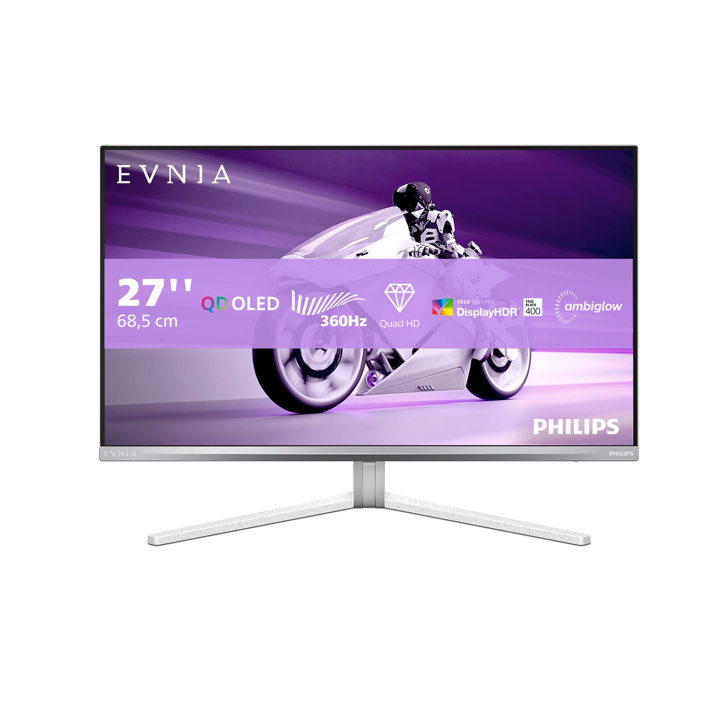 Philips Evnia 8000 27M2N8500/00 platta pc-skärmar 67,3 cm (26.5") 2560 x 1440 pixlar Quad HD QD-OLED Vit