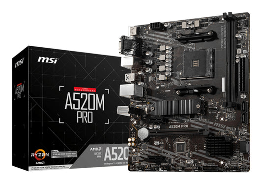 MSI A520M PRO moderkort AMD A520 Uttag AM4 micro ATX