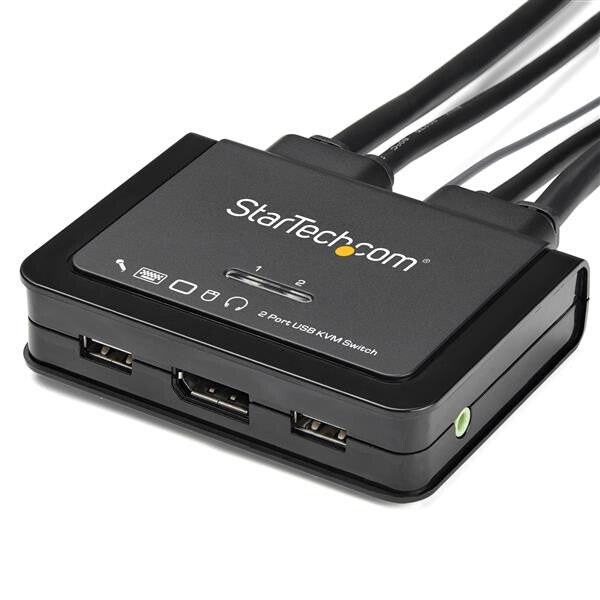 StarTech.com 2 Port USB 4K60Hz DisplayPort KVM-switch med inbyggda kablar