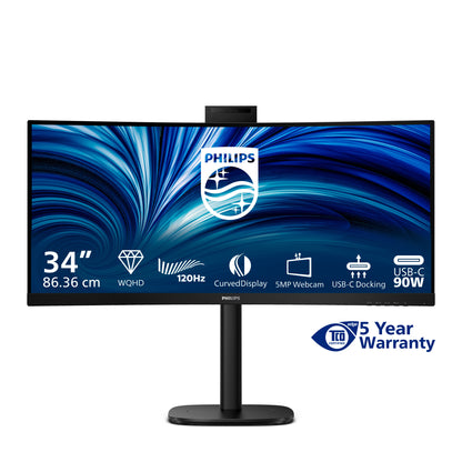 Philips 3000 series 34B2U3600CH/00 platta pc-skärmar 86,4 cm (34") 3440 x 1440 pixlar Wide Quad HD LCD Svart
