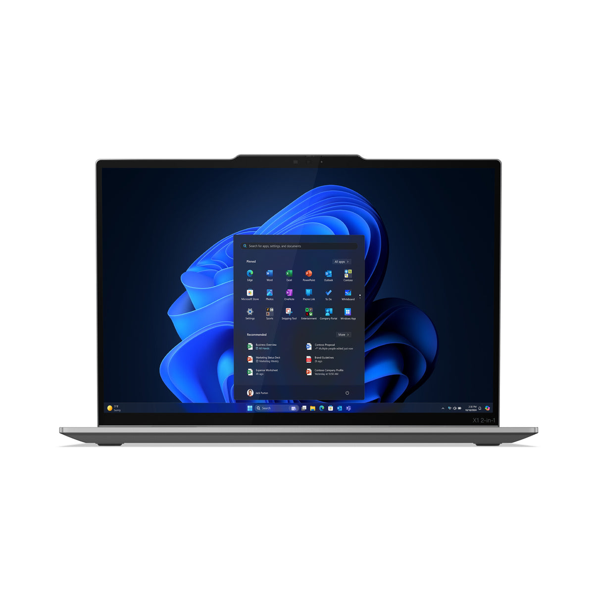 Lenovo ThinkPad X1 2-in-1 Gen 10 Aura Edition Copilot+ PC Intel Core Ultra 7 258V Hybrid (2-i-1) 35,6 cm (14") Pekskärm WUXGA 32 GB LPDDR5x-SDRAM 1 TB SSD Wi-Fi 7 (802.11be) Windows 11 Pro tyska Grå