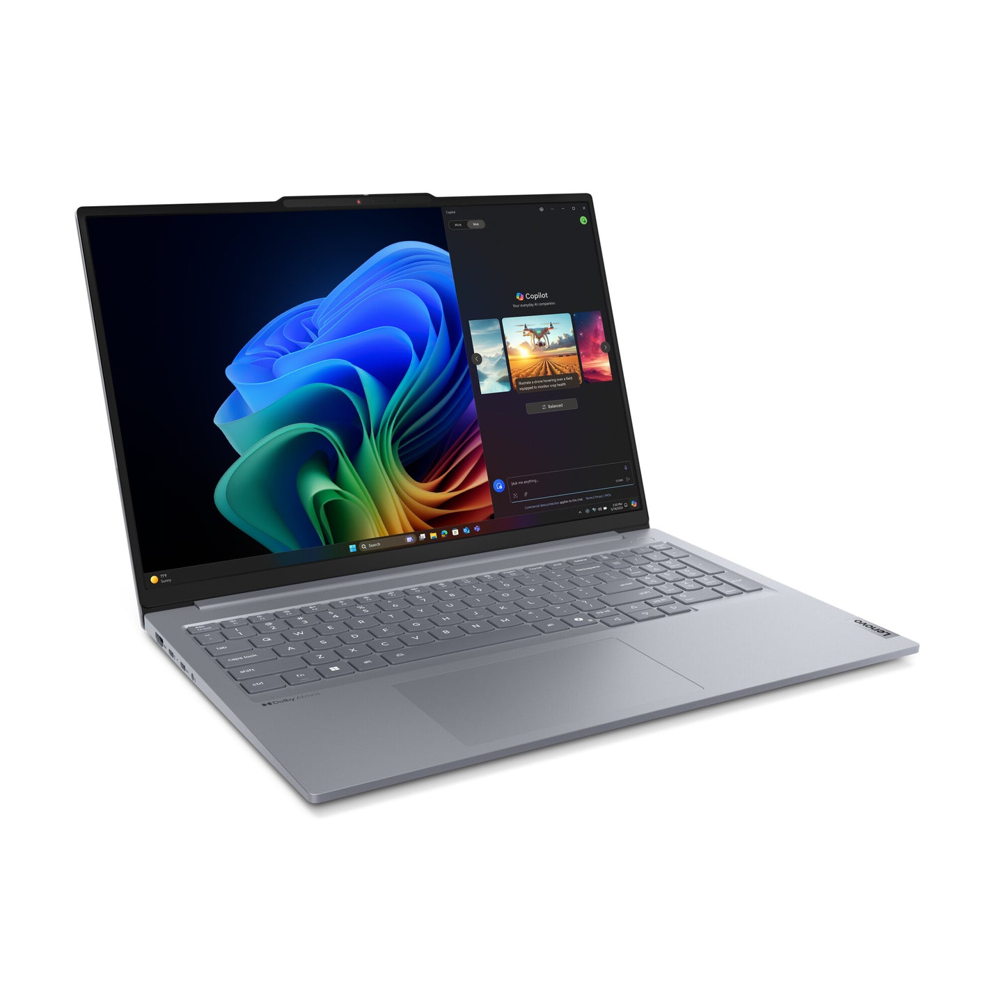 Lenovo ThinkBook 16 G7 QOY Copilot+ PC Qualcomm Snapdragon X1P-42-100 Bärbar dator 40,6 cm (16") WUXGA 32 GB LPDDR5x-SDRAM 1 TB SSD Wi-Fi 7 (802.11be) Windows 11 Pro Engelsk Grå