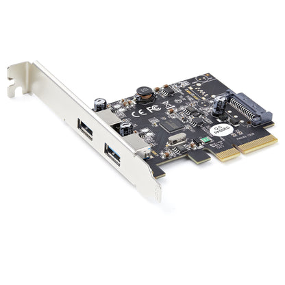 StarTech.com 2-portars USB PCIe-kort med 10 Gbps/port - USB 3.2 Gen 2 Type-A PCI Express 3.0 x4-värdkontrollexpansionskort - Tilläggsadapterkort - Full/låg profil - Windows och Linux