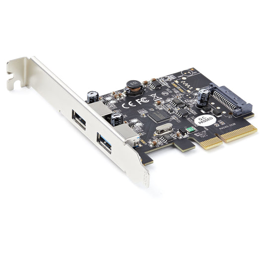 StarTech.com 2-portars USB PCIe-kort med 10 Gbps/port - USB 3.2 Gen 2 Type-A PCI Express 3.0 x4-värdkontrollexpansionskort - Tilläggsadapterkort - Full/låg profil - Windows och Linux