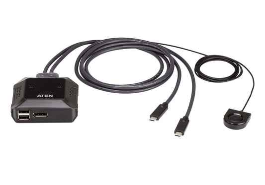 ATEN 2-portars USB-C 4K-DisplayPort KVM Switch med fjärrportsväljare