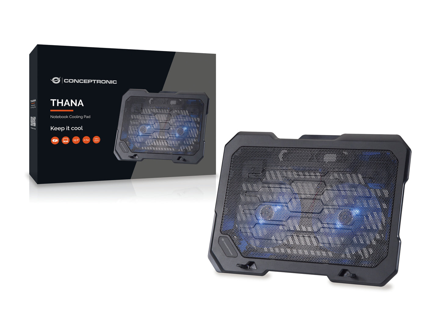 Conceptronic THANA01B kylningsdynor för bärbara datorer 39,6 cm (15.6") Svart