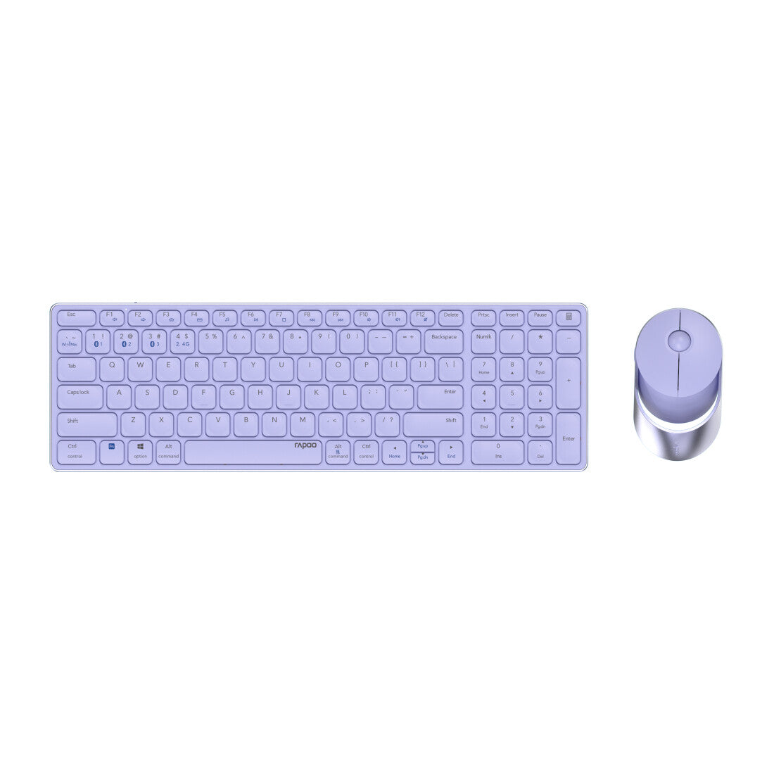 Rapoo 9750M tangentbord Mus inkluderad Hem Trådlös RF + Bluetooth QWERTZ tyska lila